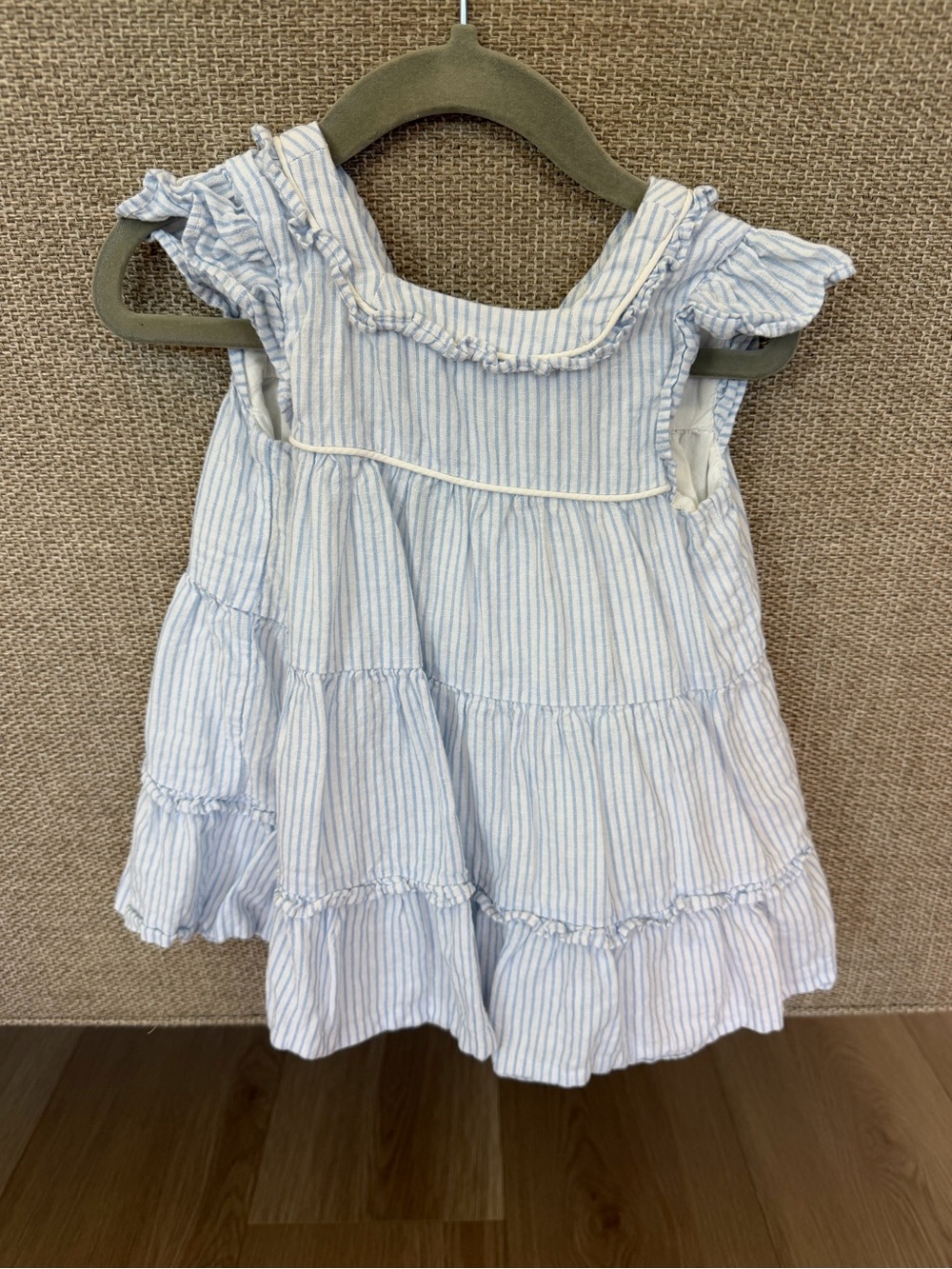 Janie and Jack Blue and White Striped Ruffle Tiered Dress